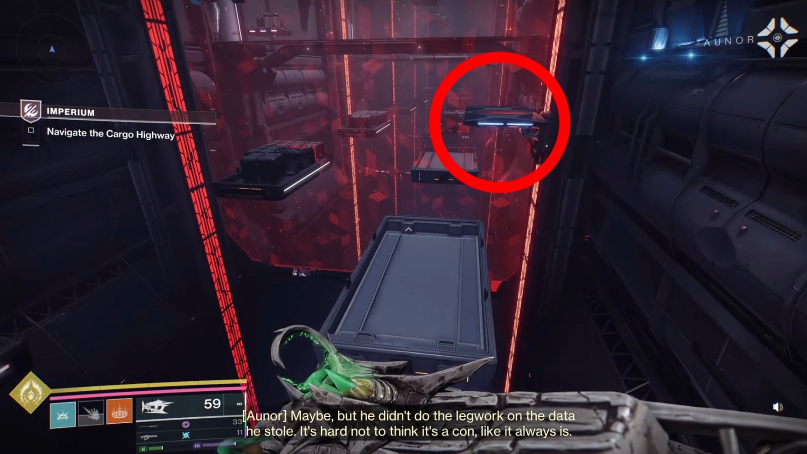 The lift to the vent in the Cargo Highway in Destiny 2: Renegades.