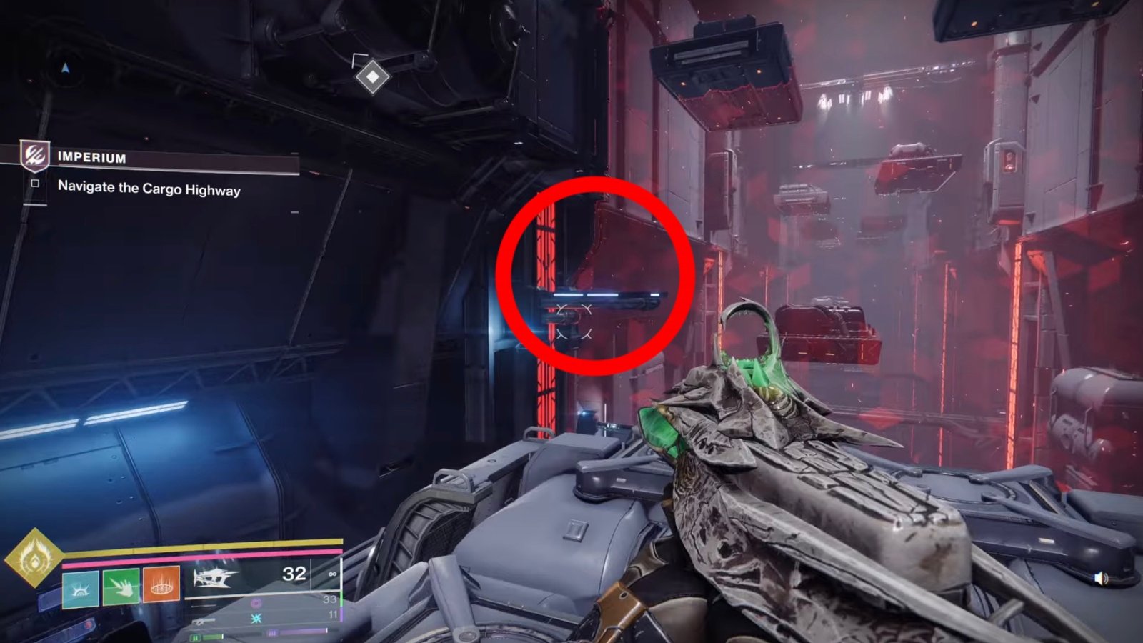 Using the lift to climb the Cargo Highway in Destiny 2: Renegades.