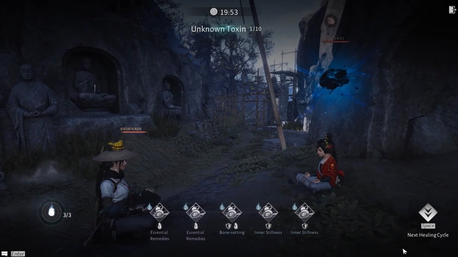 Healing Shi Yimo during the Encounter in Where Winds Meet.