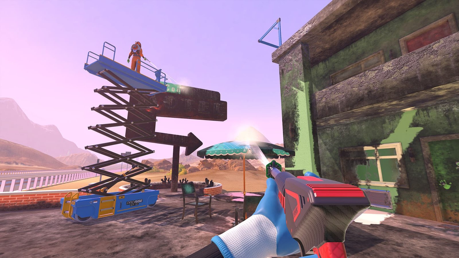 Powerwashing an Umbrella in PowerWash Simulator 2