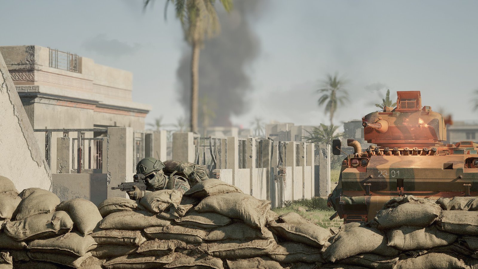 Turkish soldier with APC in Squad