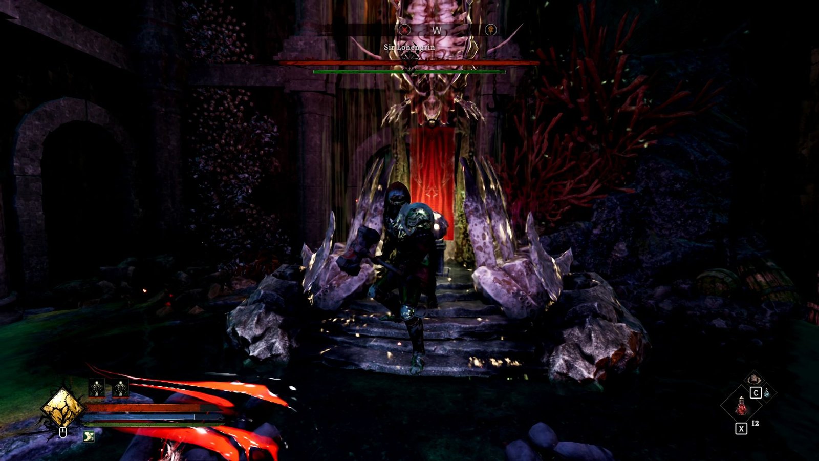 Sir Lohengrin boss fight in Tainted Grail Fall of Avalon