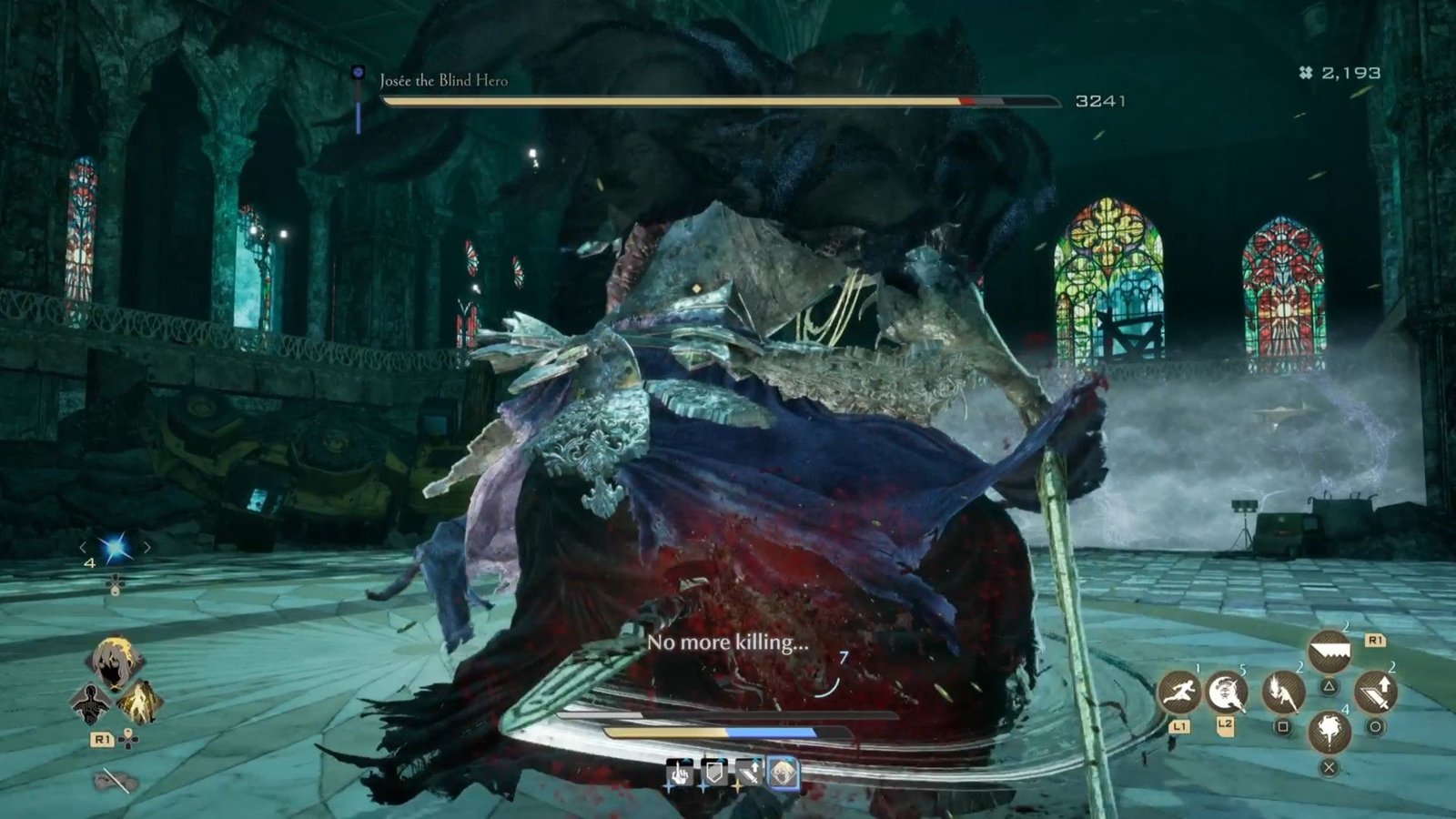 Attacking Josee the Blind Hero in Code Vein 2