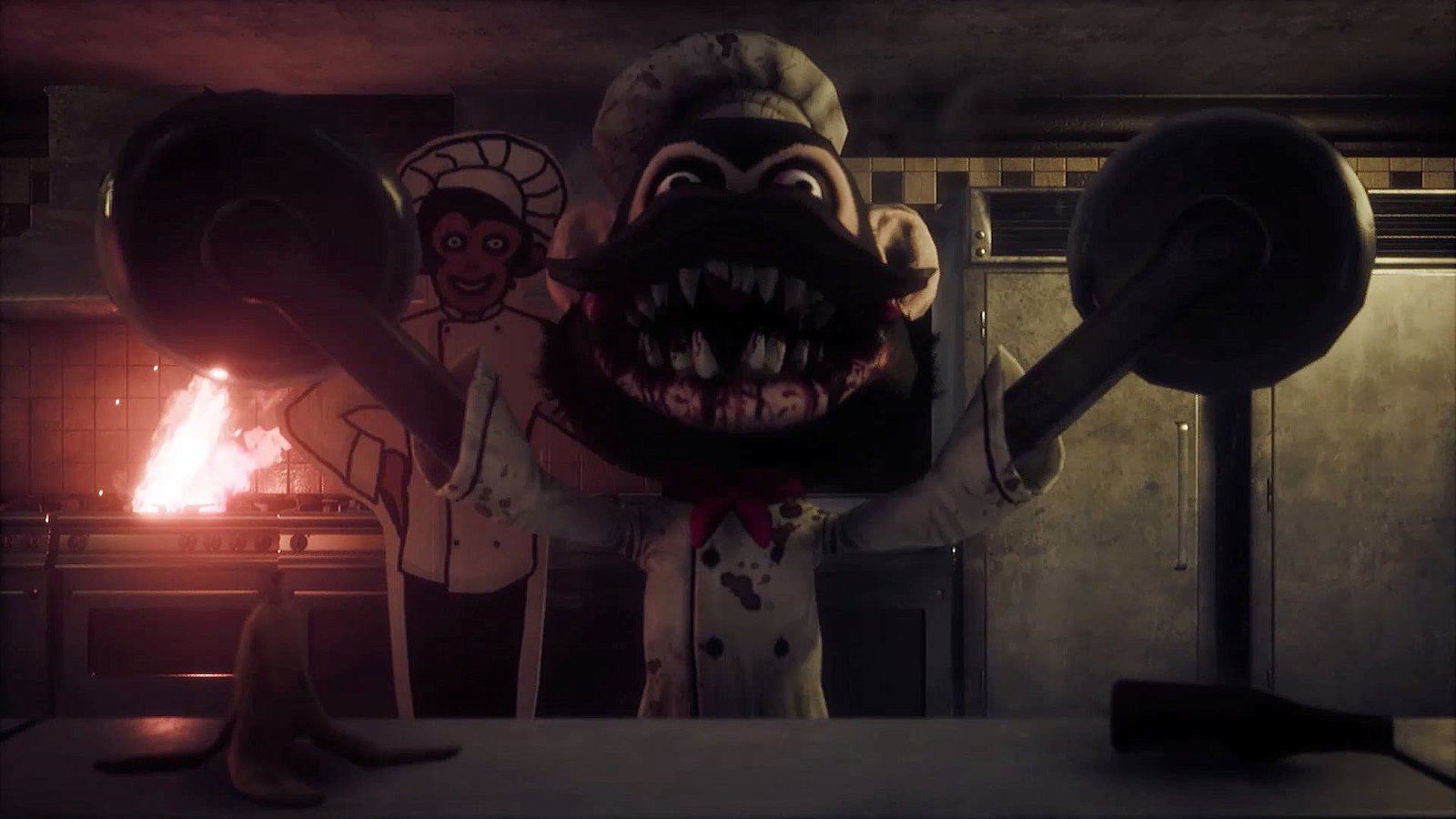 Bloody Monkey with Sharp Teeth in Dark Deception