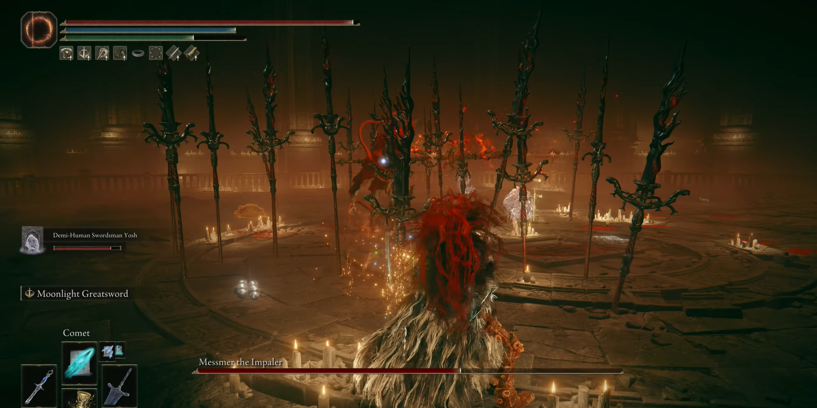 An image of Messmer, the Impaler boss fight in Elden Ring: Shadow of the Erdtree