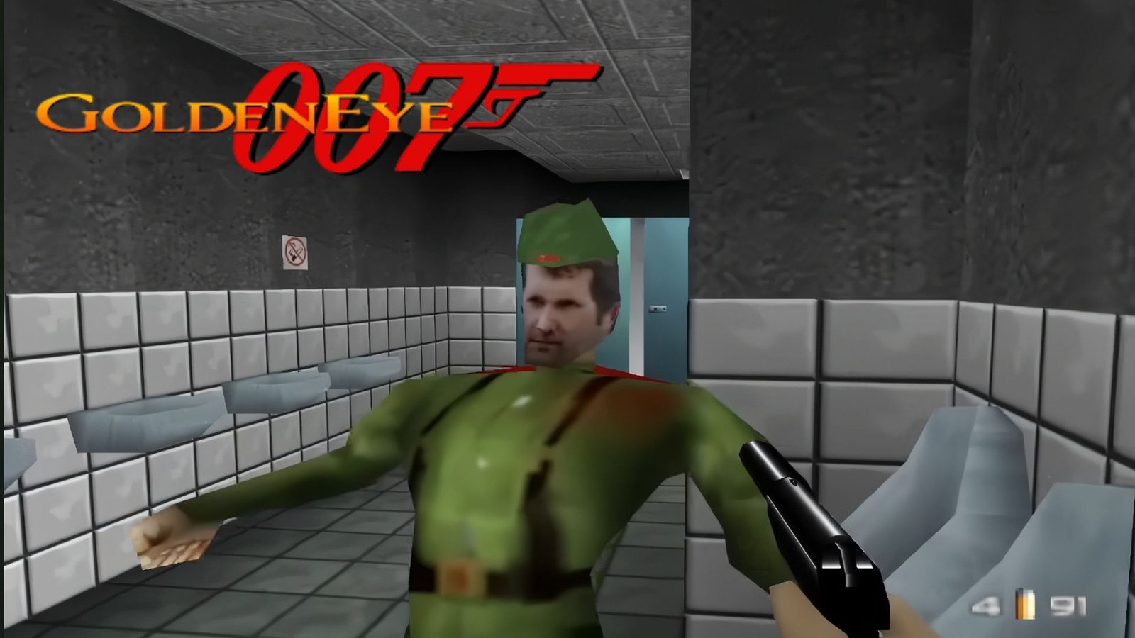 Nameless Goon being shot while peeing