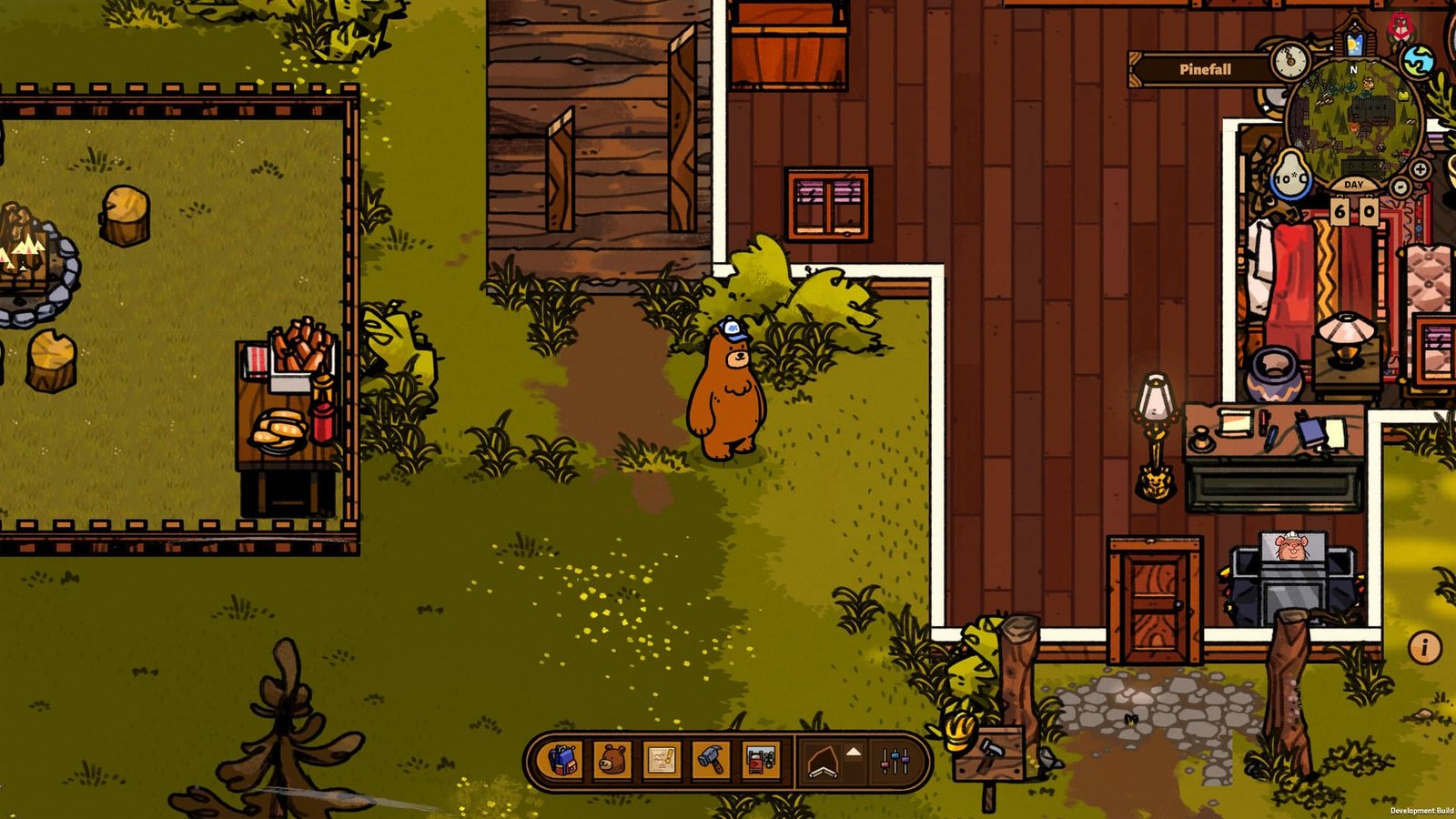 Hank the Bear Standing Outside of a Property in Bear and Breakfast