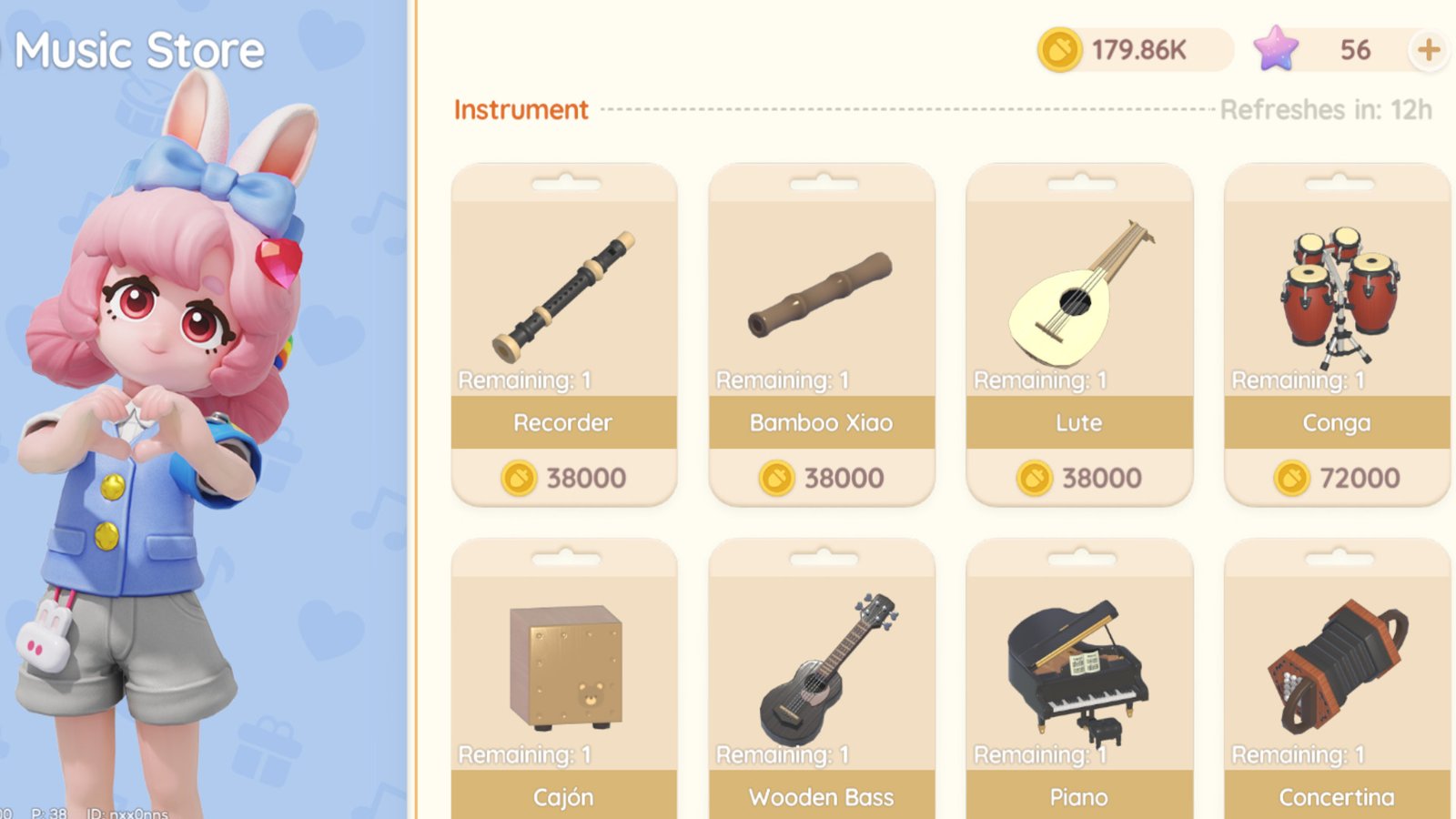 Shopping for drums in Heartopia.