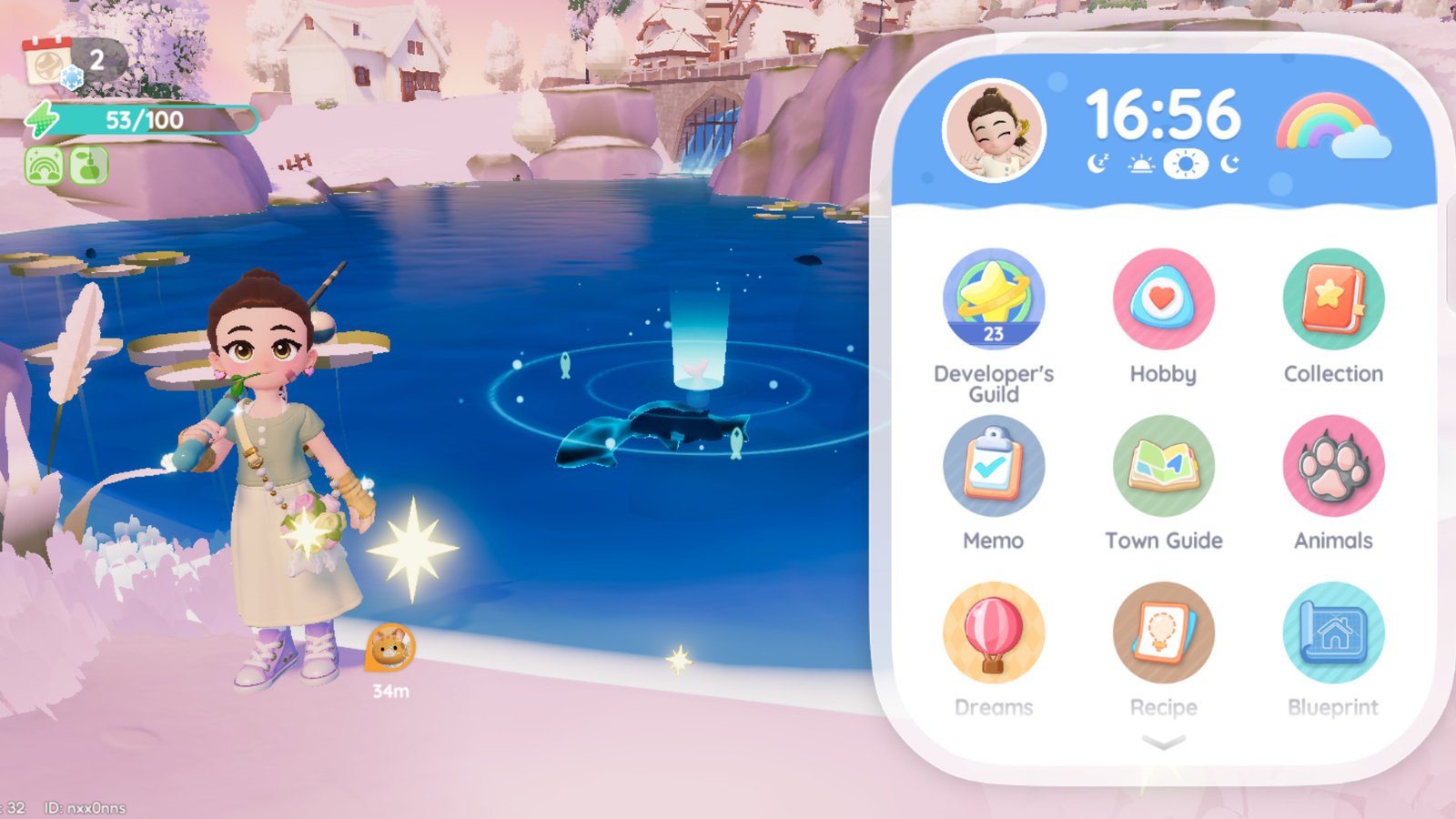 Rainbow weather during sunset in Heartopia.