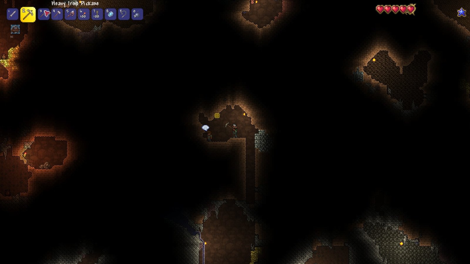 Screenshot of the No Surface secret seed in Terraria.