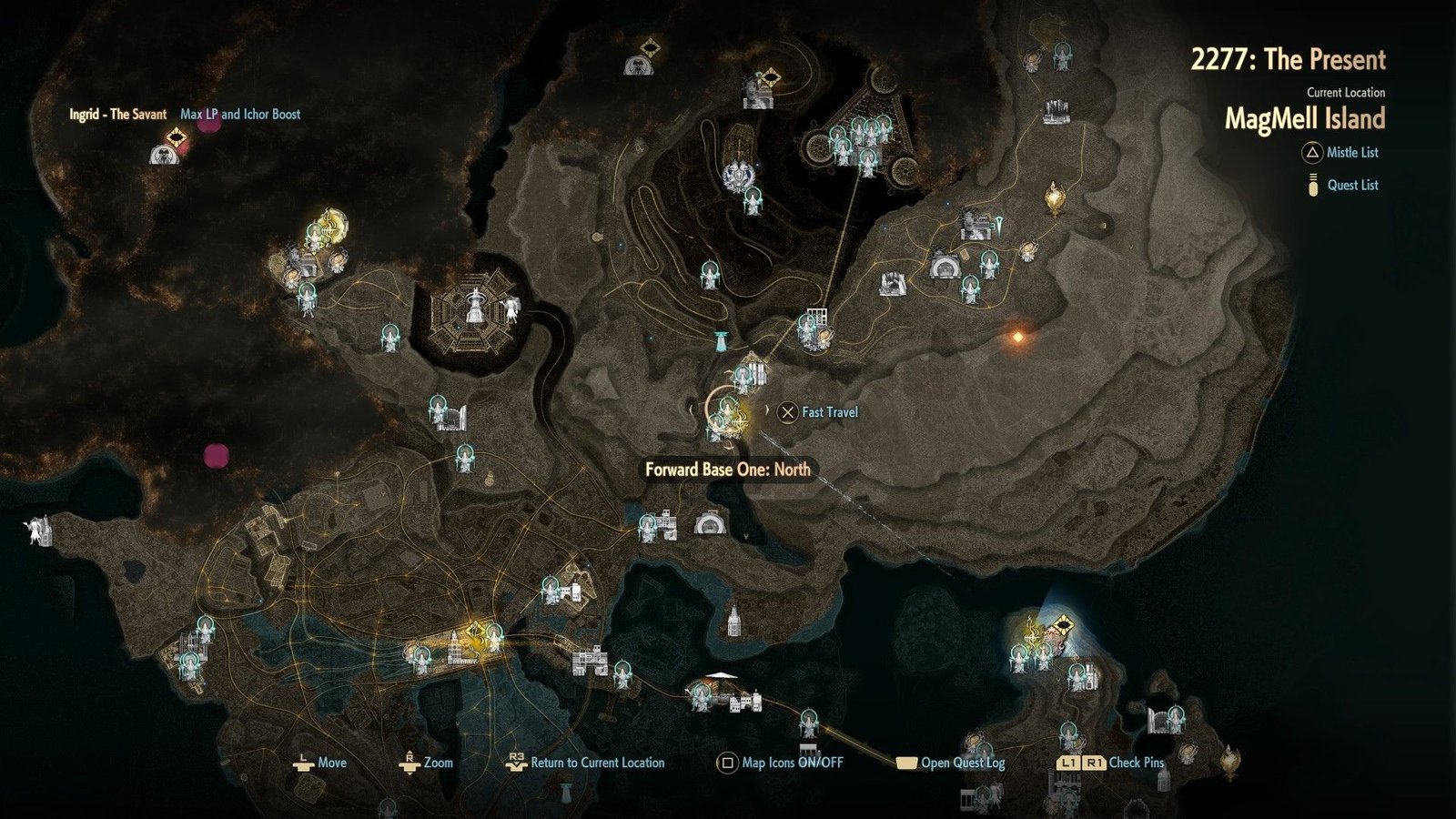 Map showing north base in Code Vein 2