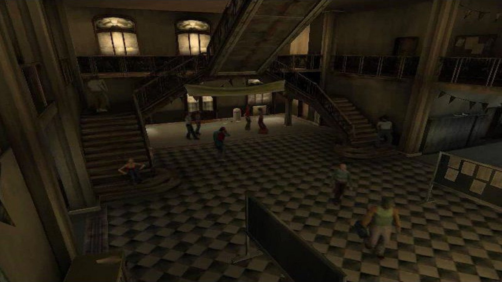 The lobby in the school of Obscure showing characters walking around.
