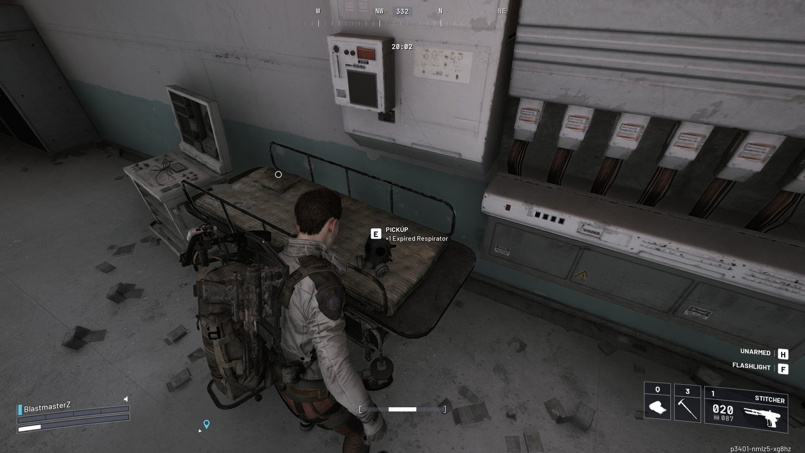 An Expired Respirator on a gurney in Arc Raiders