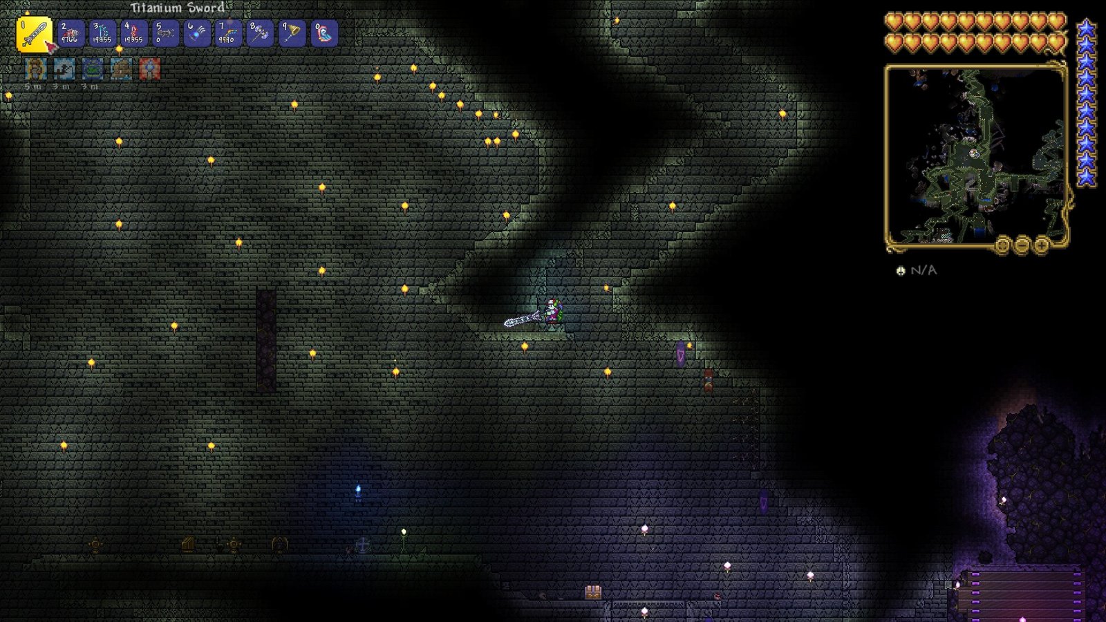 Entering a Green Brick Dungeon in Terraria