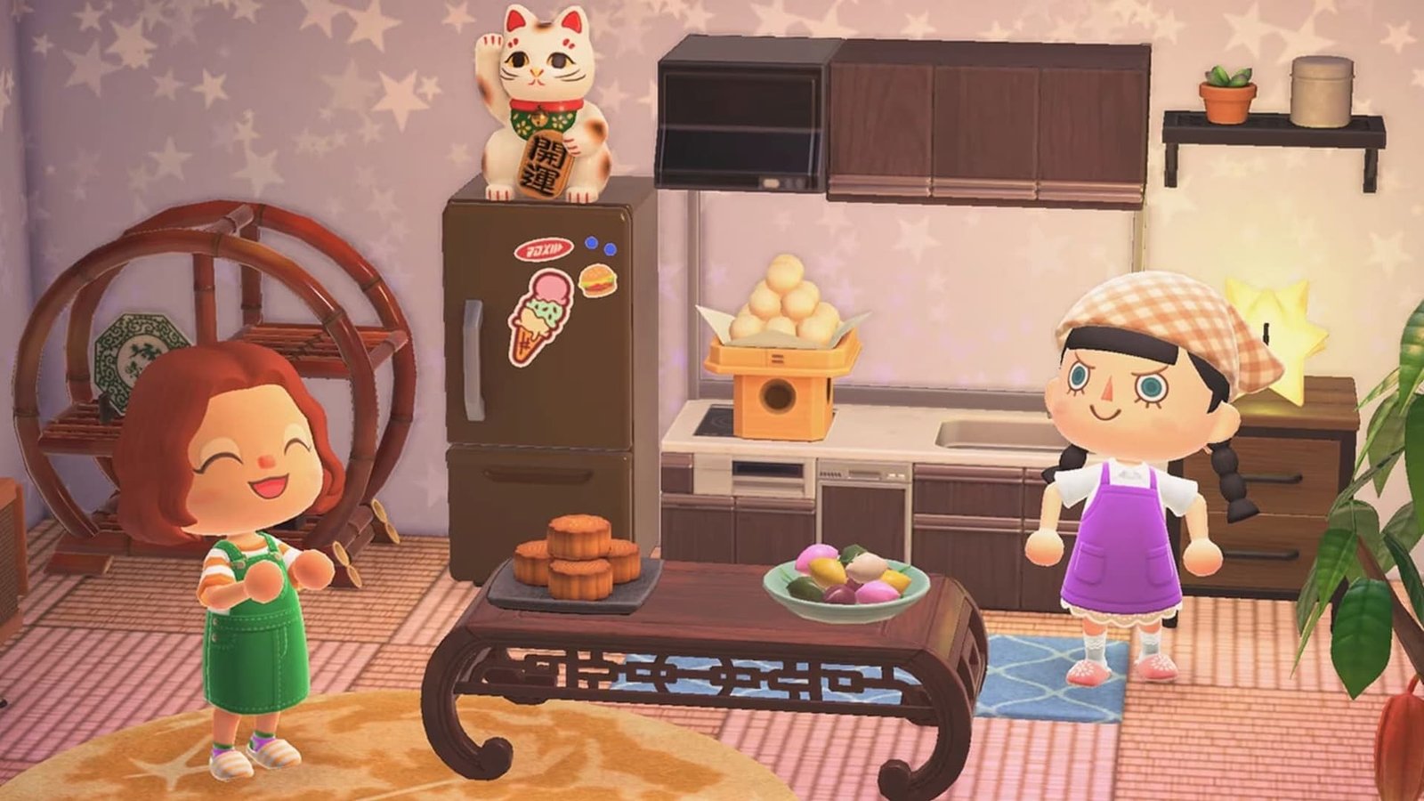 Two Characters Sharing Food in Animal Crossing - New Horizons