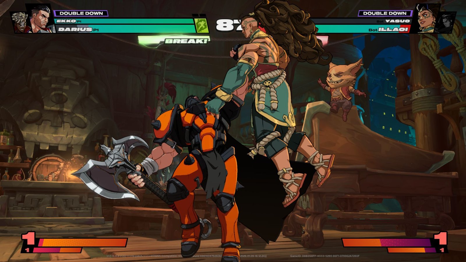 Darius grabbing Illaoi in 2XKO