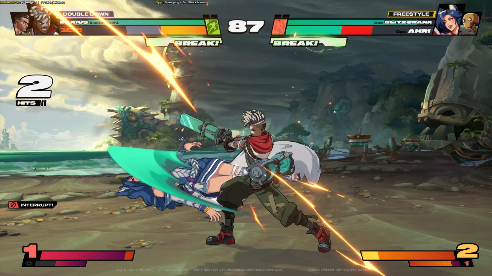 Ekko throwing Ahri in 2XKO