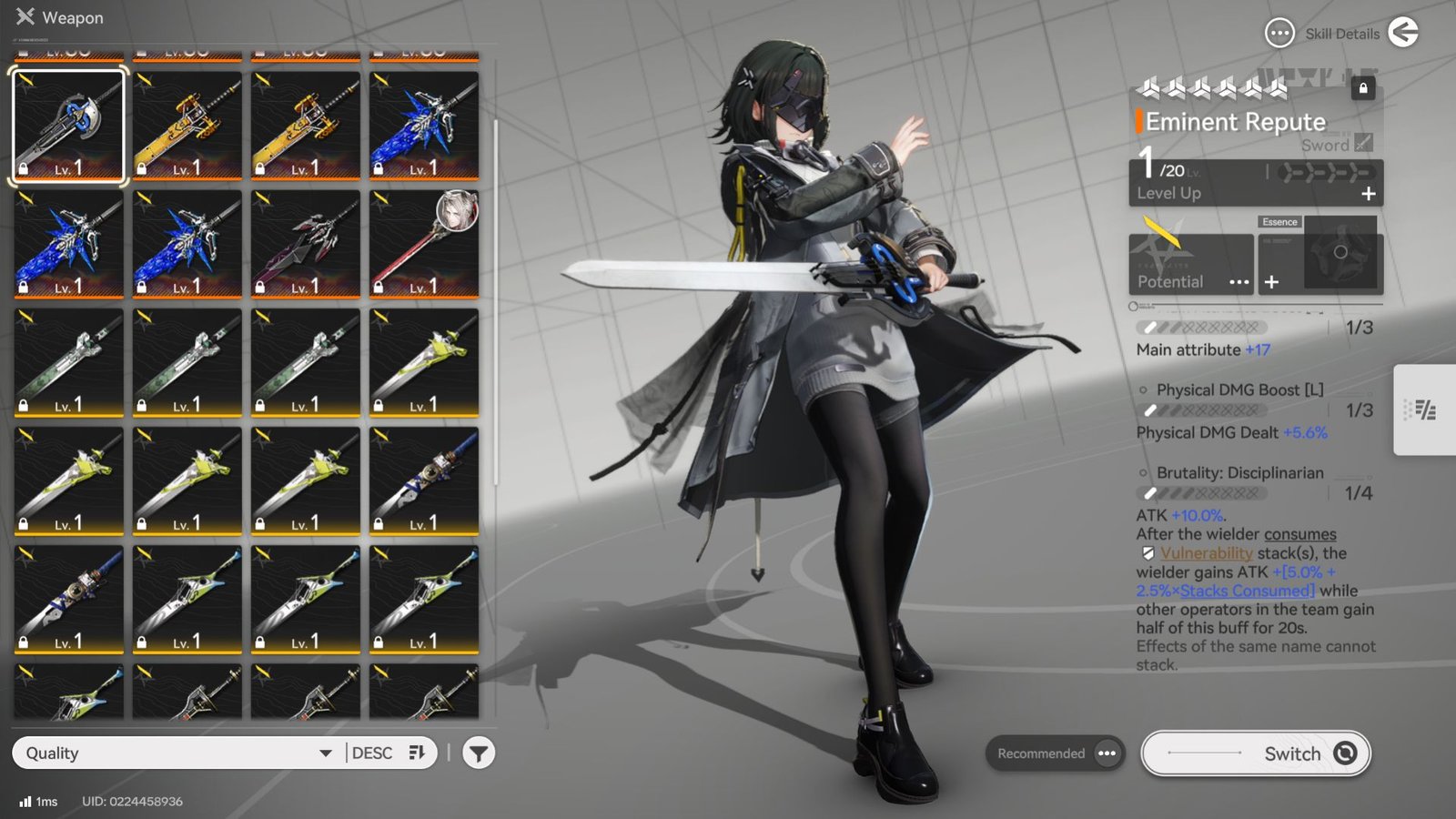 An alternate late game sword for Endministrator