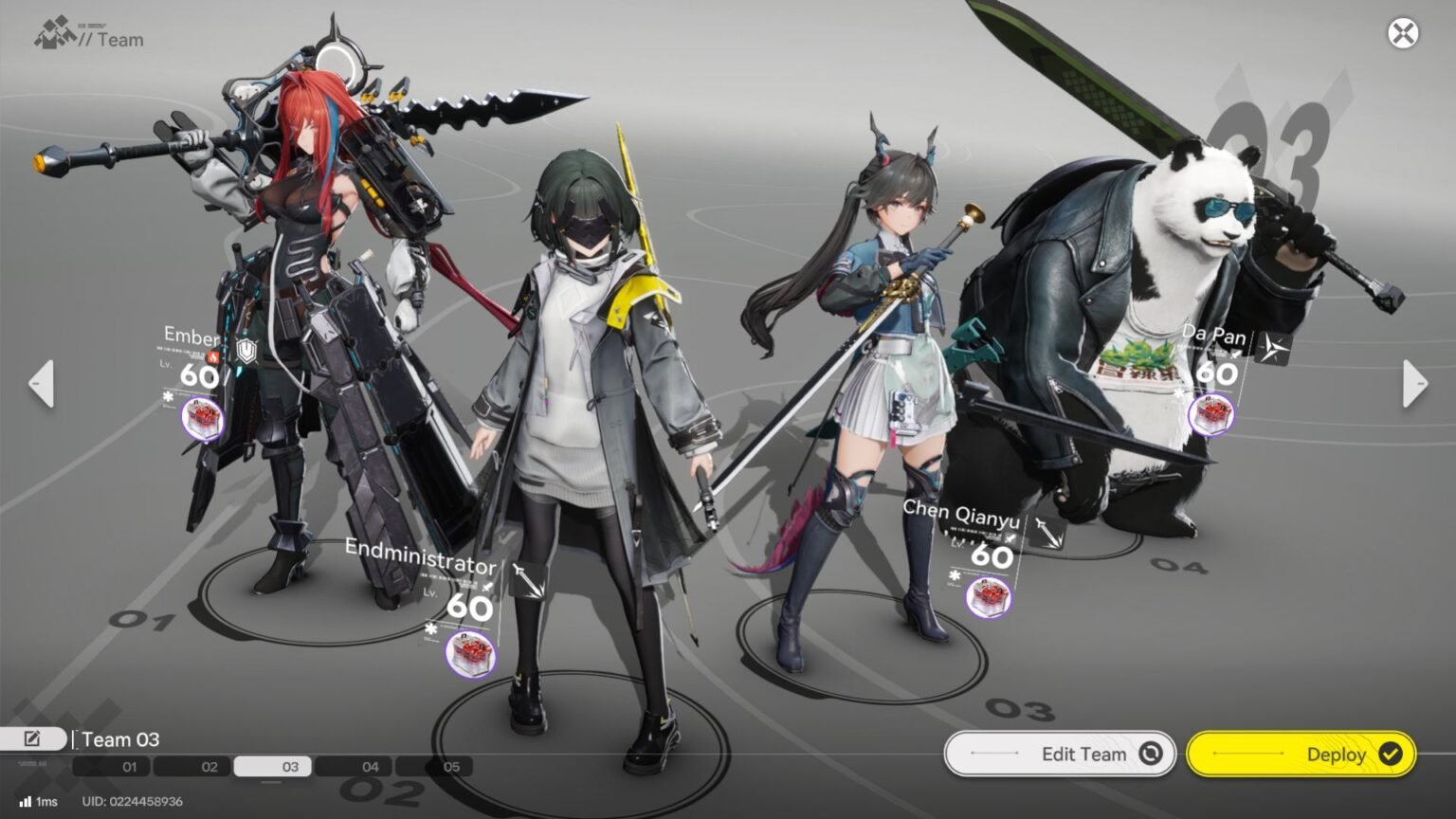 A team lineup for Endministrator focusing on their Combo Skill