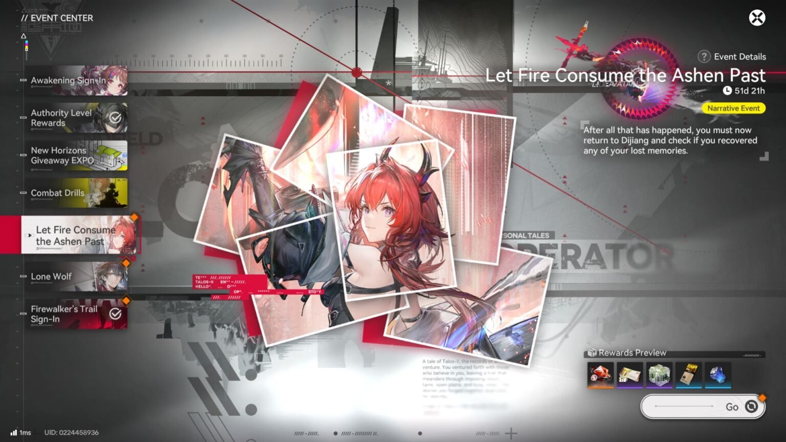 The Story Quest Board for Let Fire Consume the Past