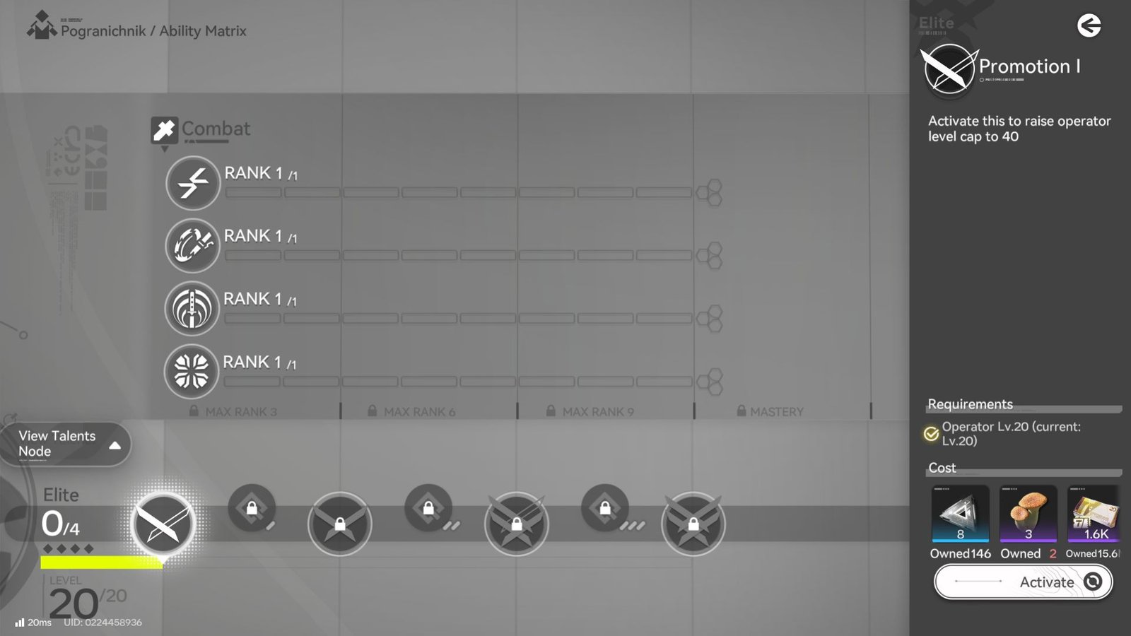 Pogranichnik's Elite Tier fields.