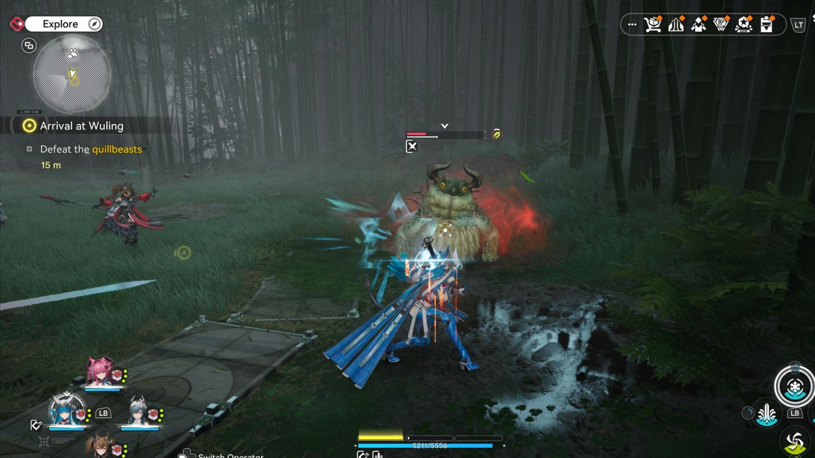 Combat in a later area of Arknights Endfield.
