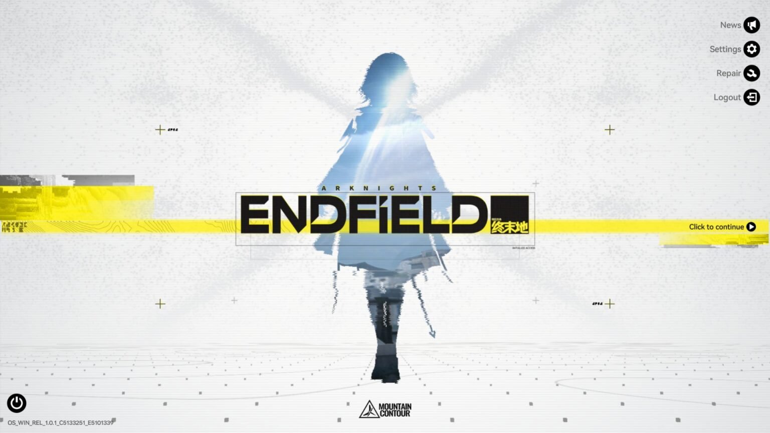 The Start Screen for Arknights Endfield