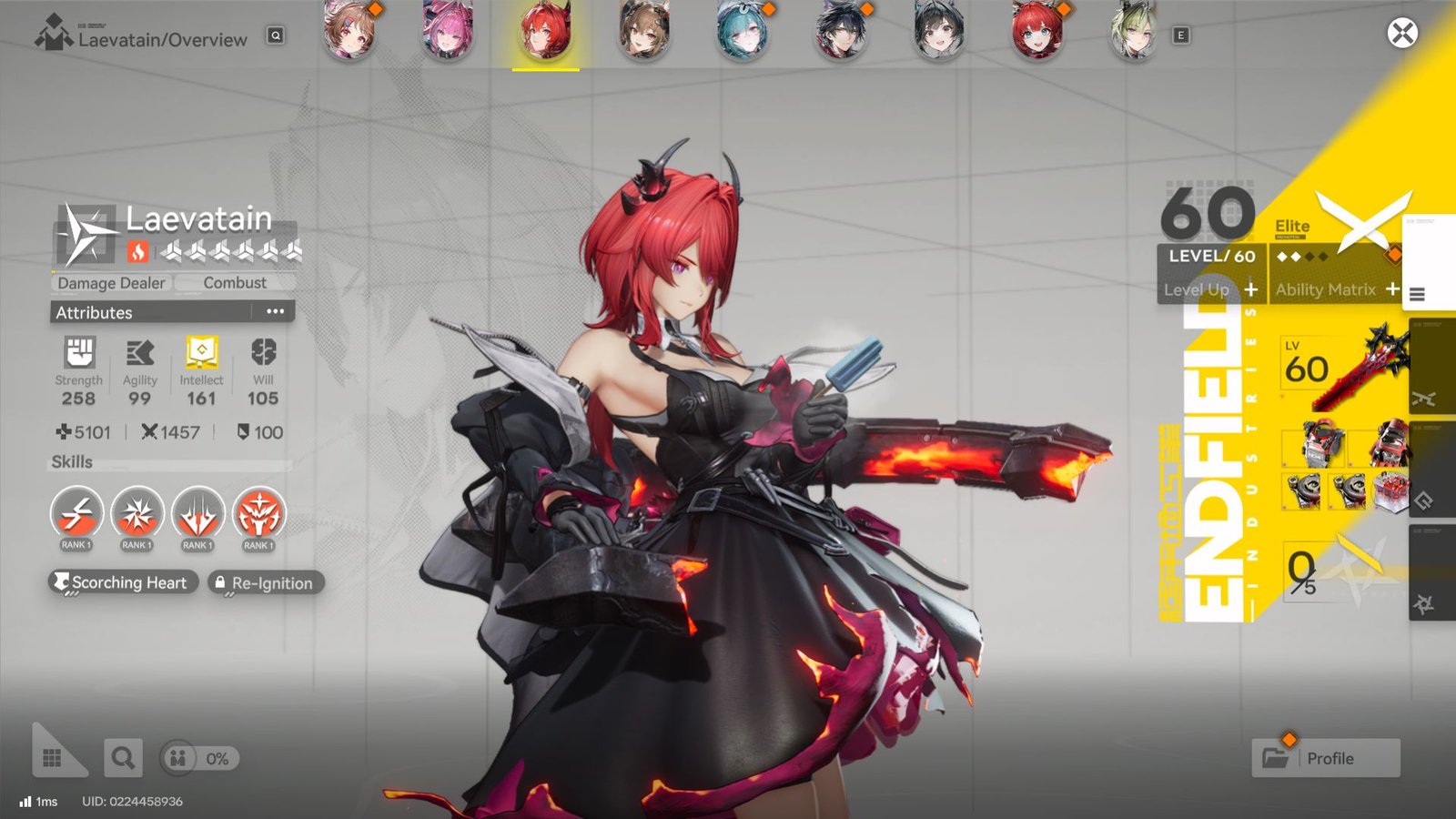 The character gallery in Arknights Endfield