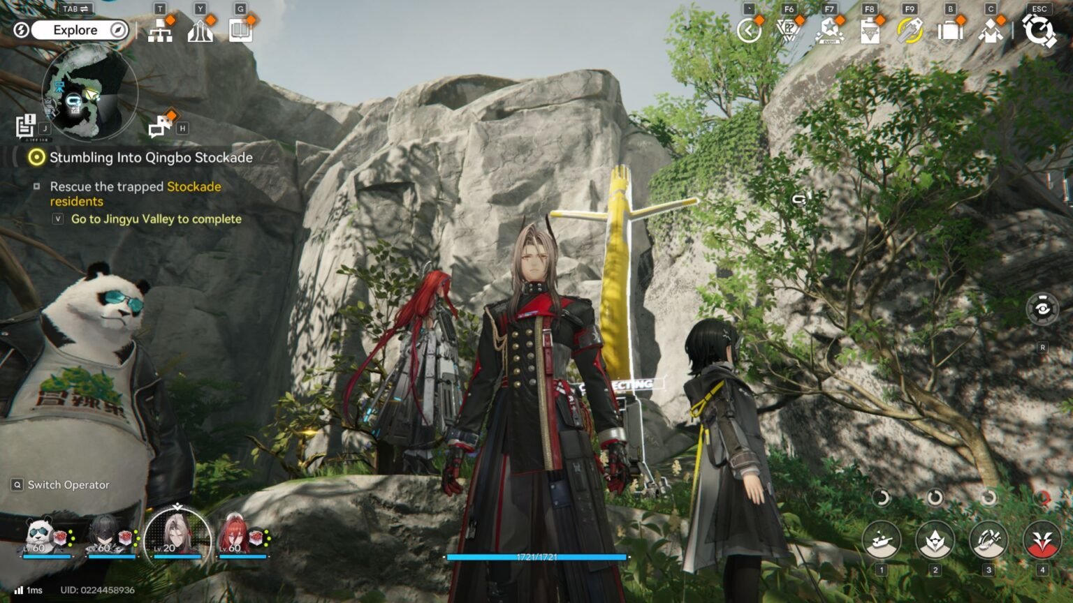 The party standing in front of a Protocol Datalogger in a forest