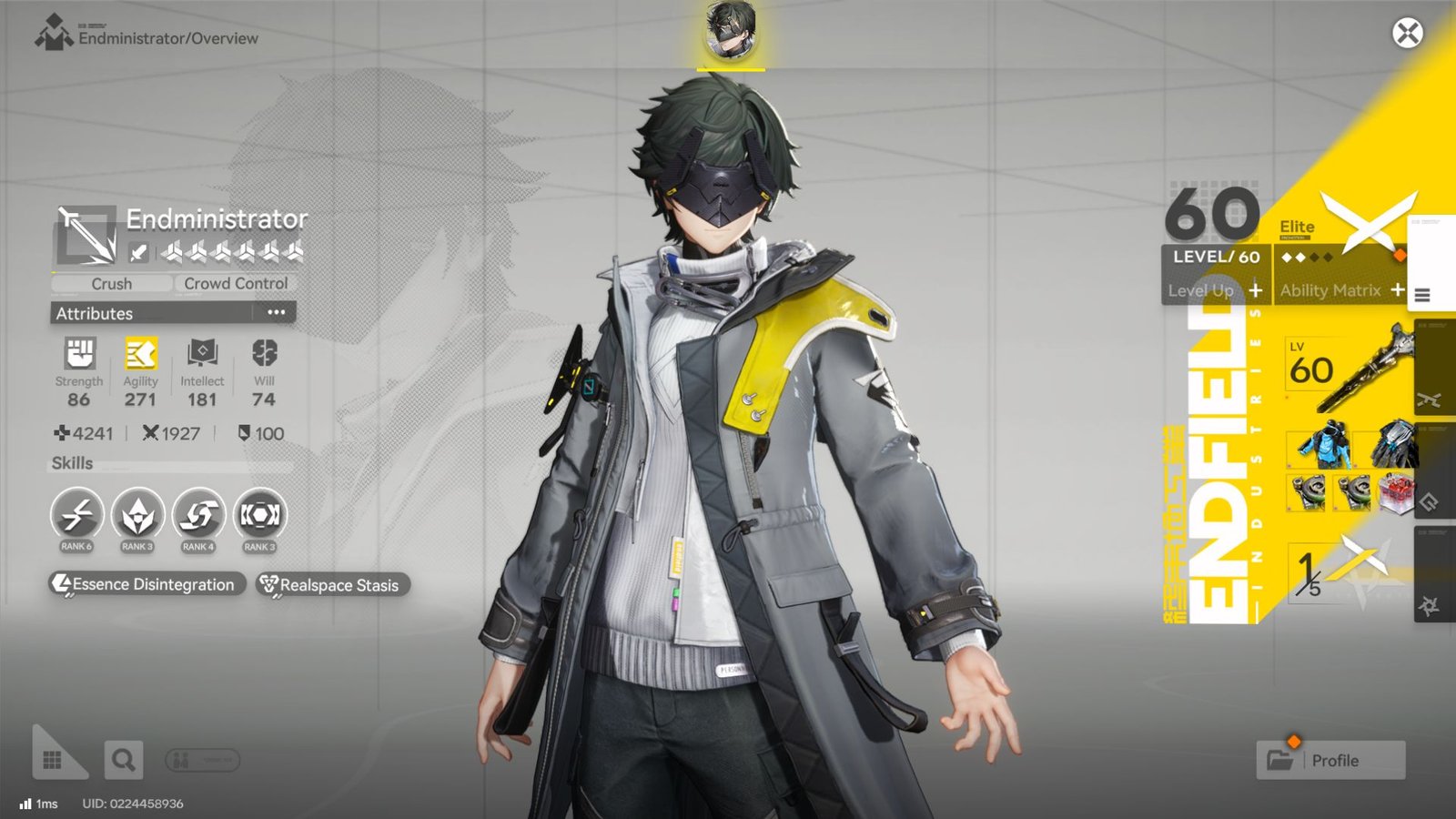 The Endministrator's overview in Arknights Endfield