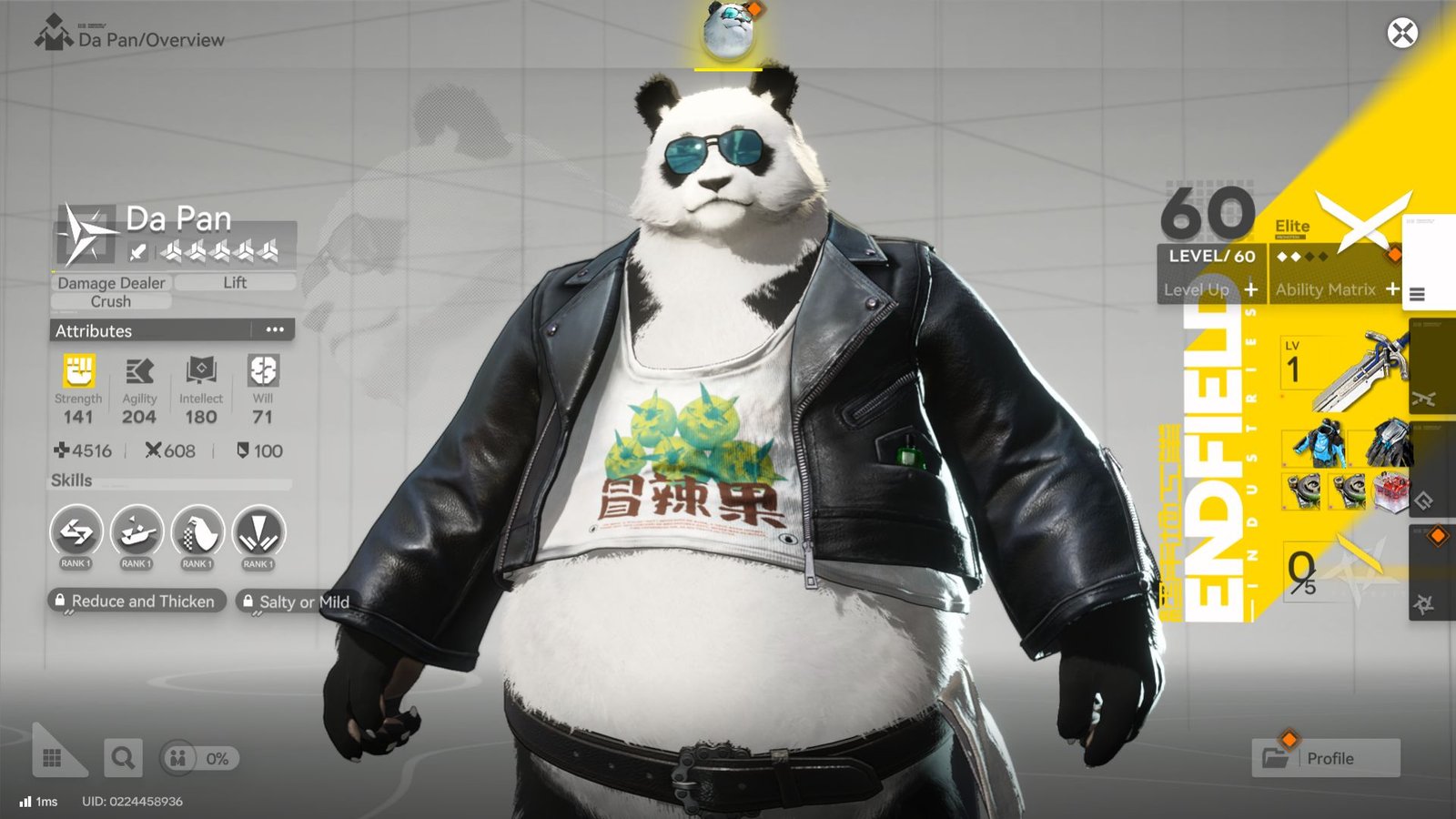 Da Pan's overview in Arknights Endfield