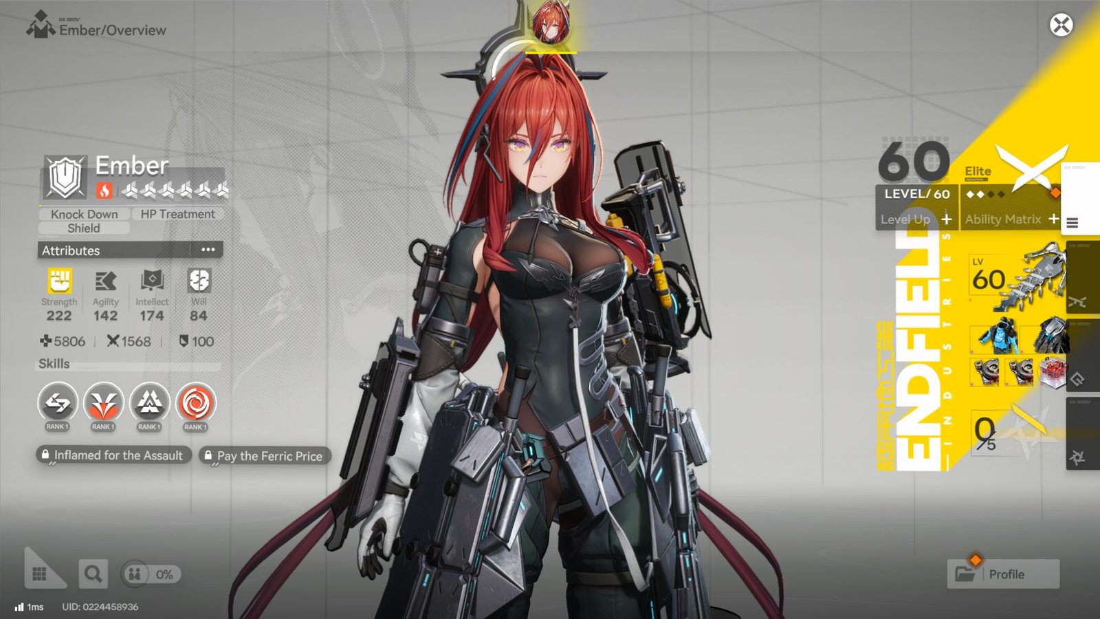 Ember's overview in Arknights Endfield