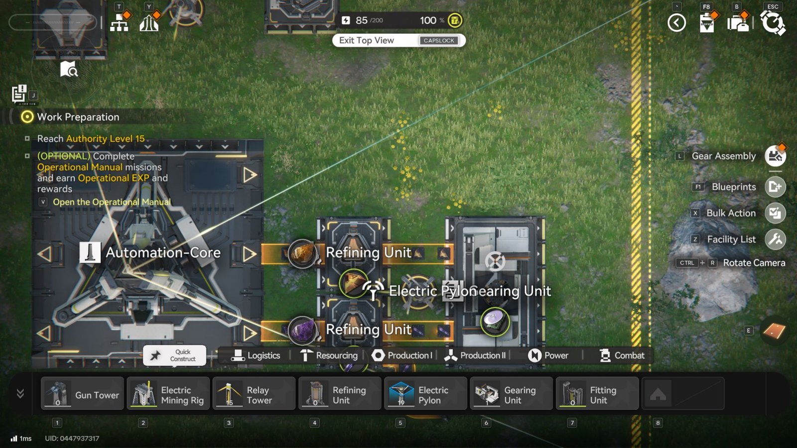 An overhead view of the Amethyst Component Blueprint in Arknights Endfield