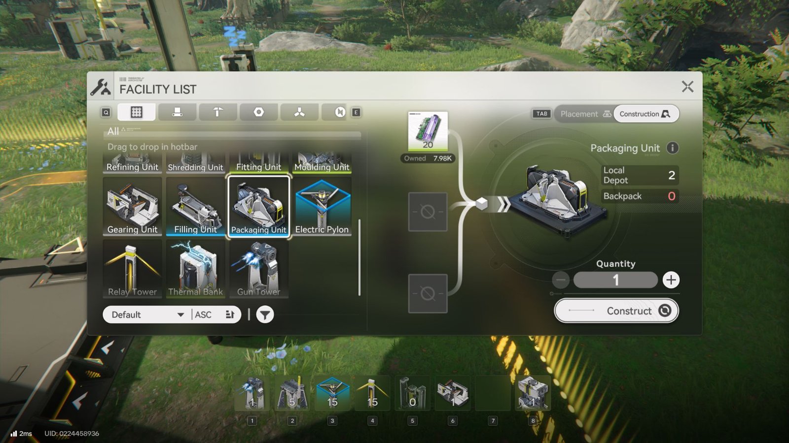 The Packaging Unit menu in Arknights Endfield