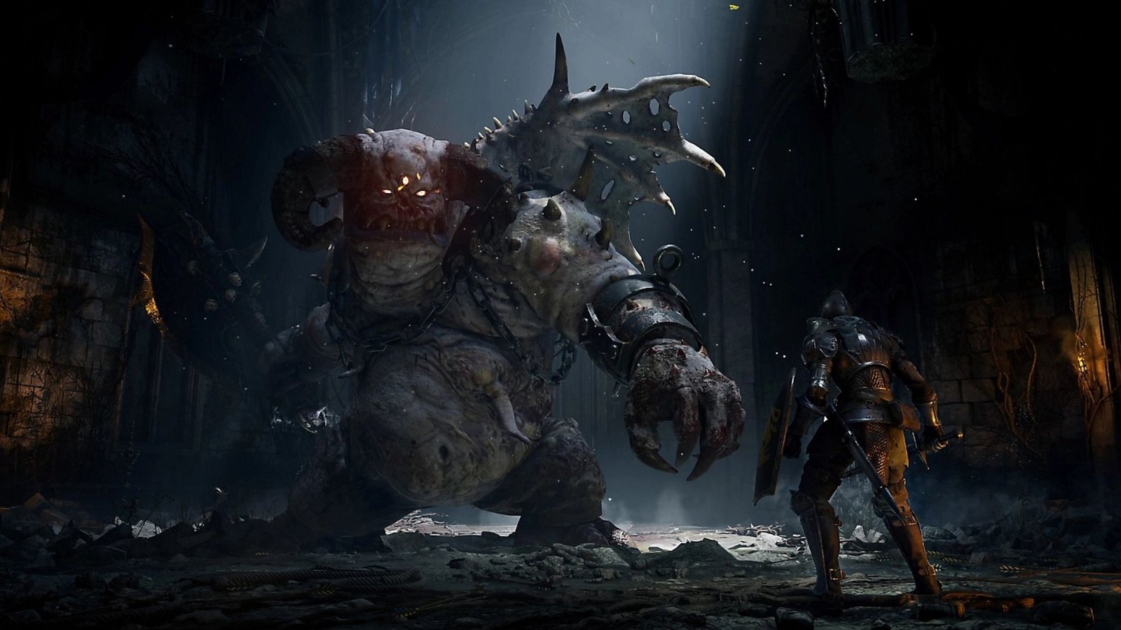 A character approaching the Vanguard in Demon's Souls.