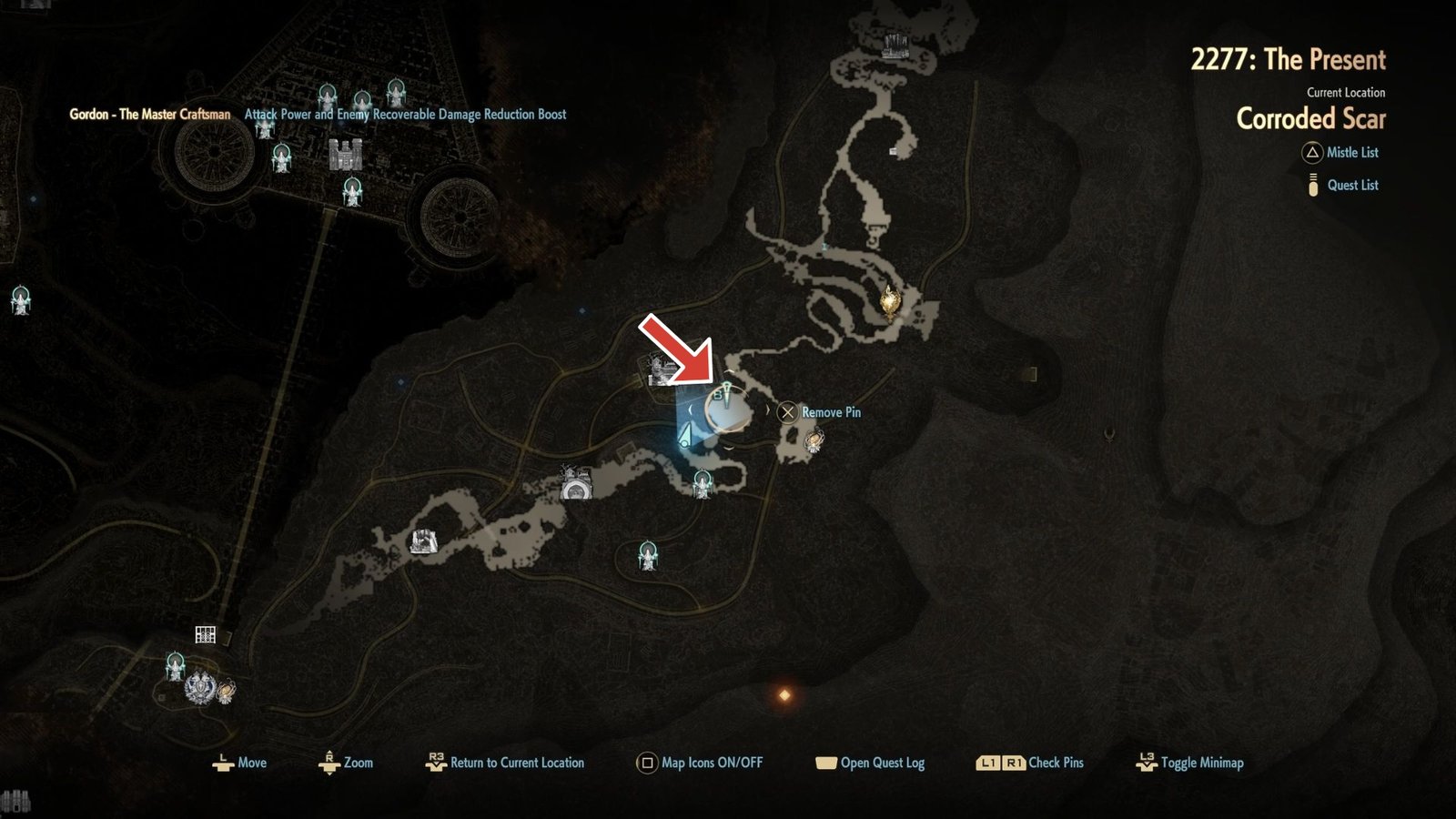 Code Vein 2 map showing the location of the Retainer