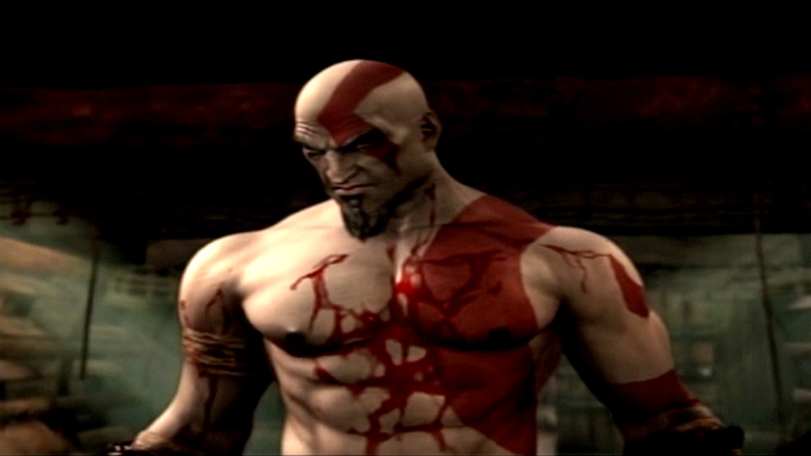 Kratos in God of War for PS2, facing the camera.