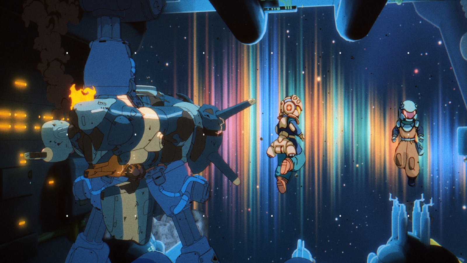 Maki and Omura in Orbitals floating in space.