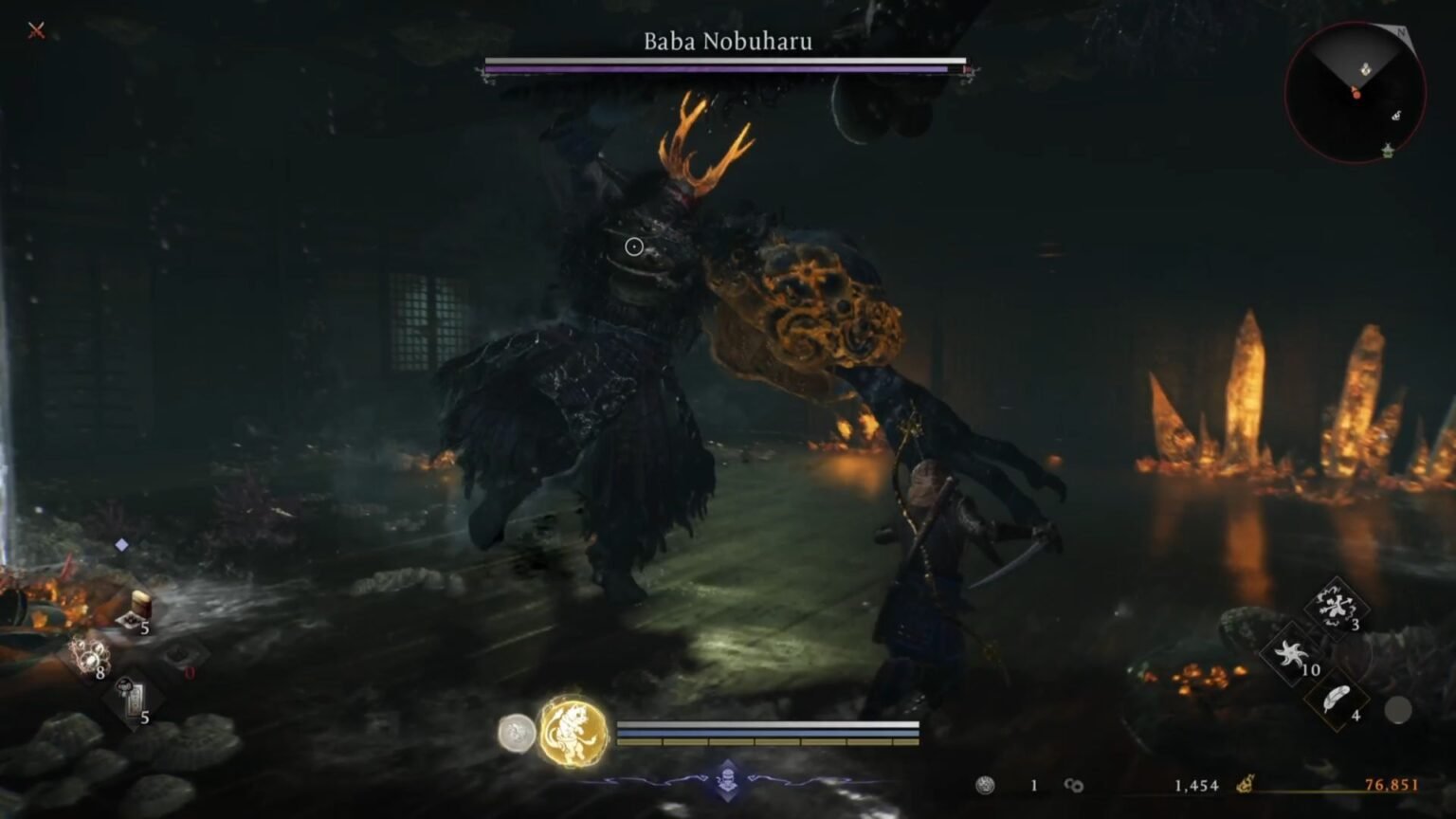 Baba Nobuharu Swinging His Axe in Nioh 3