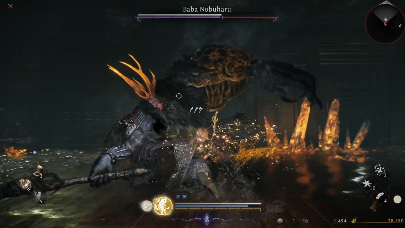Baba Nobuharu doing an axe attack in Nioh 3
