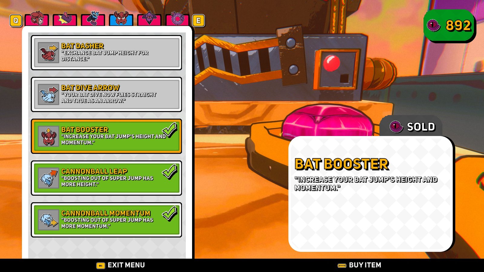 Screenshot of the Bat Booster Talisman in Demon Tides