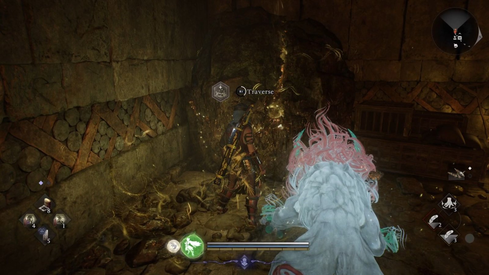 Breaking a rock to find Tatsumaro the Dung Lover in Nioh 3