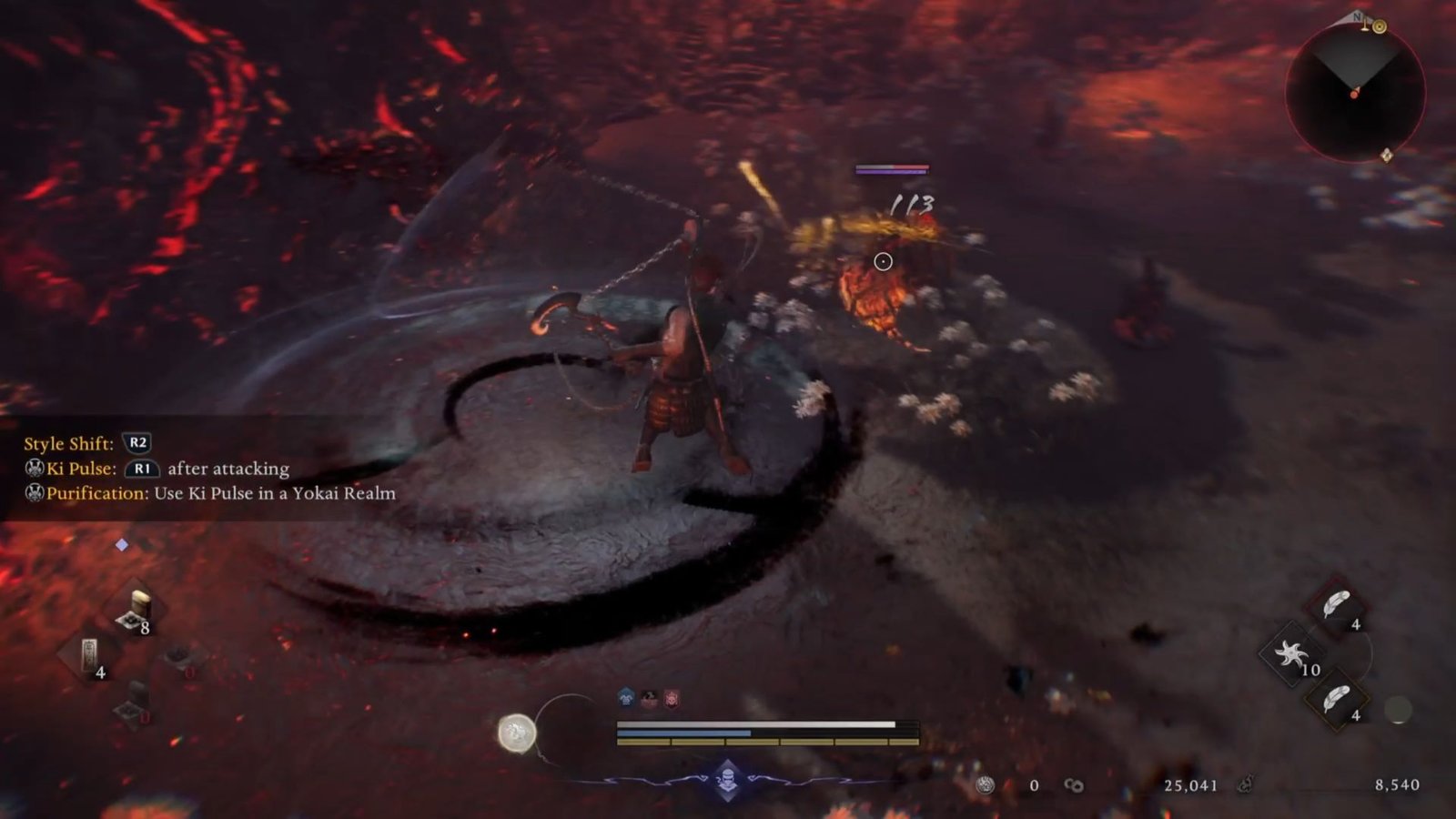 Jump attacking a beetle in Nioh 3