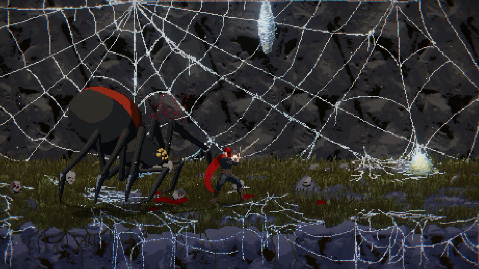 Crimson Capes Fighting a Spider
