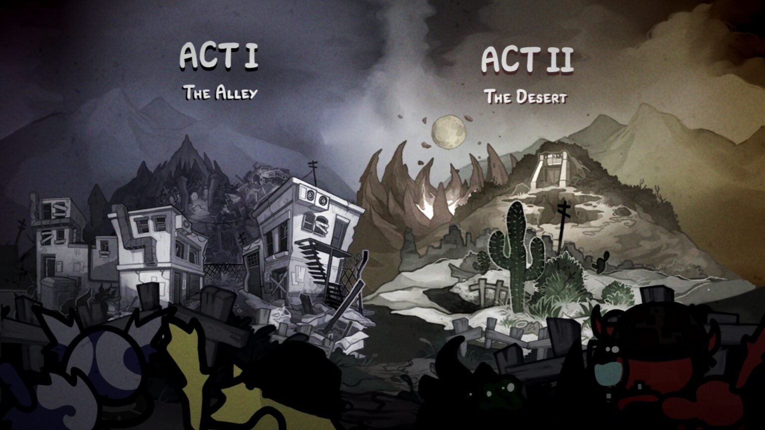 The Act select screen in Mewgenics