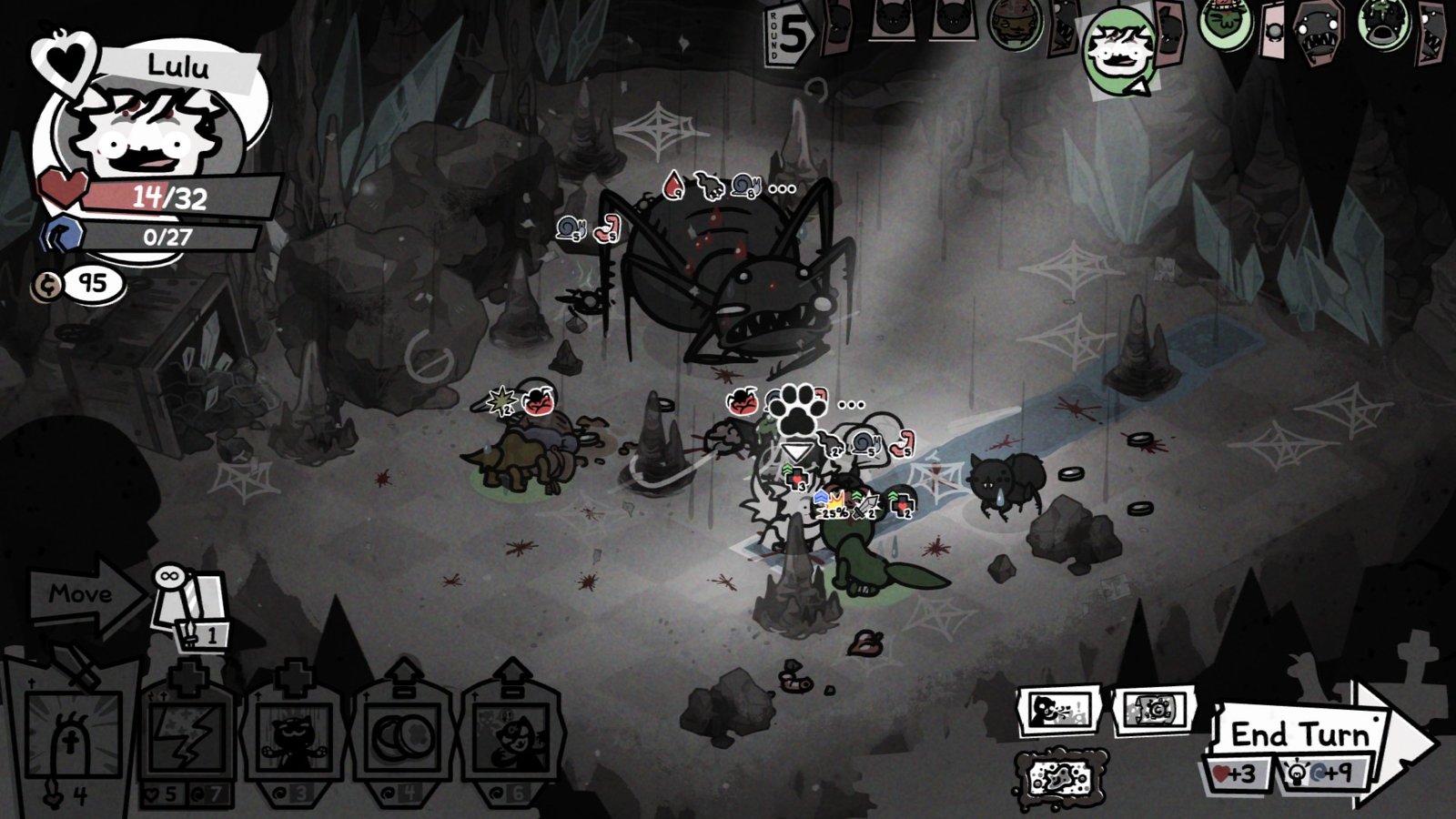 The Spiderette fight in Mewgenics
