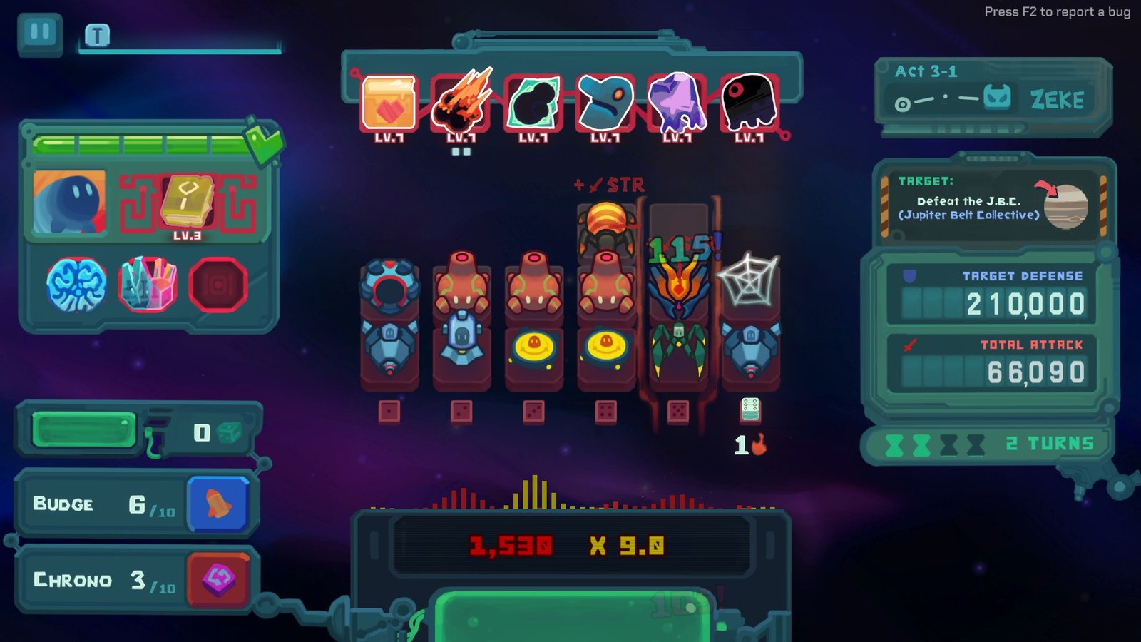 Screenshot of the Next Fest DiceVaders Demo.