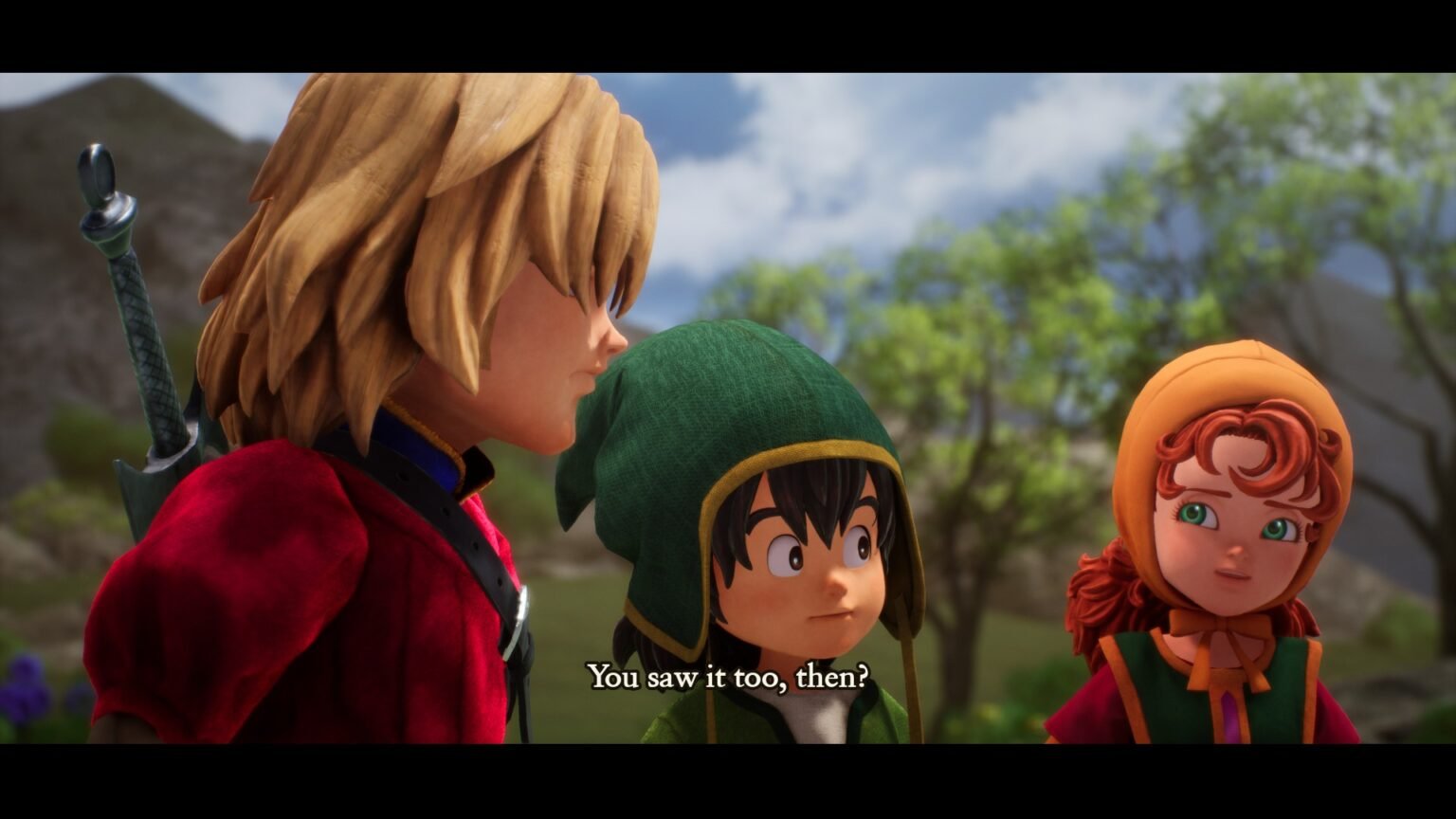 The party arriving at Emberdale in Dragon Quest VII Reimagined