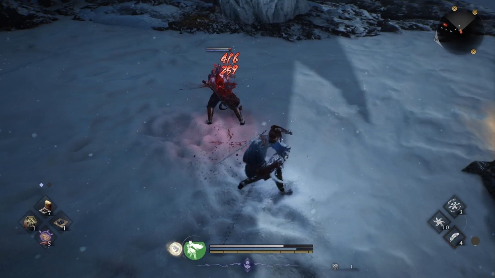 Fighting a revenant for the six jizo statue head in Nioh 3