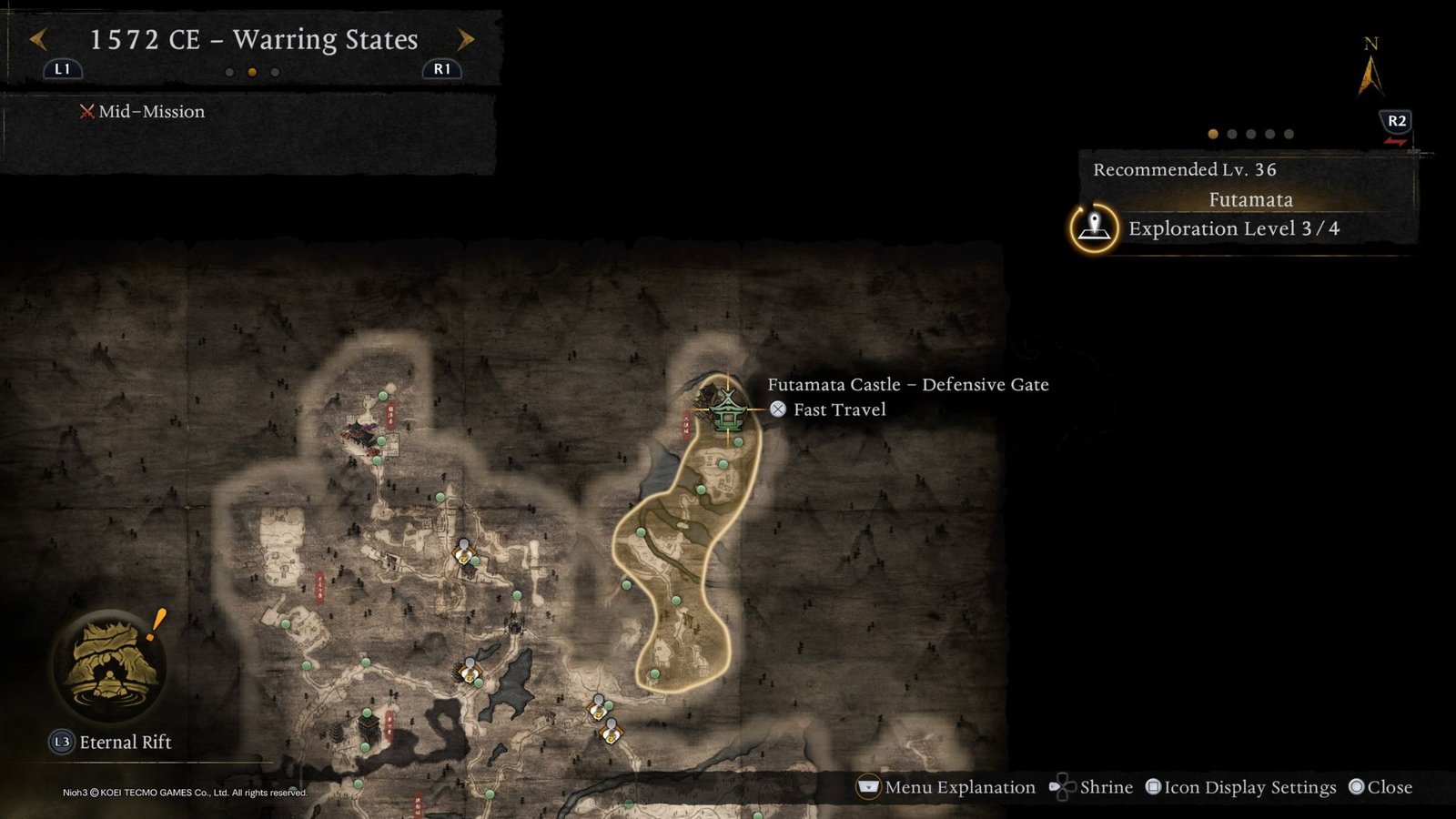 The location of Baba Nobuhara in Nioh 3